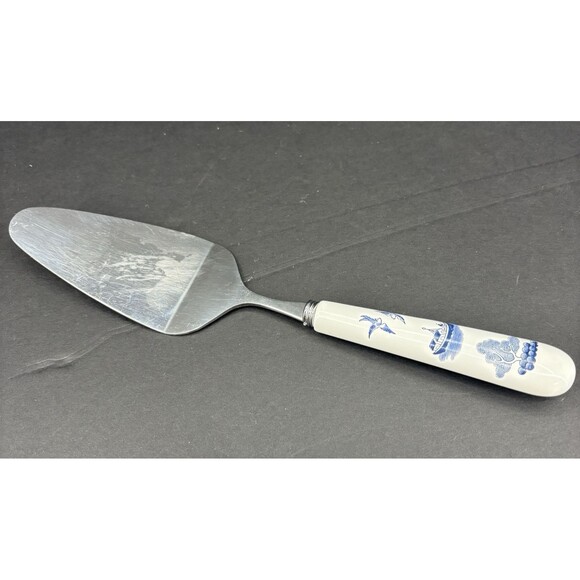 Vintage Blue Willow Cake/Pie Server Porcelain Handle Stainless Steel Made Japan - Picture 1 of 14